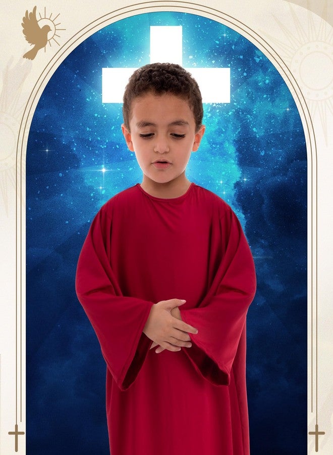 Toulite زي راعي من التوليت للأطفال، زي ميلاد المسيح، رداء للبنات والأولاد، ملابس يسوع لعيد الميلاد (أحمر، 6-9 سنوات/39.4 بوصة) - Image 4